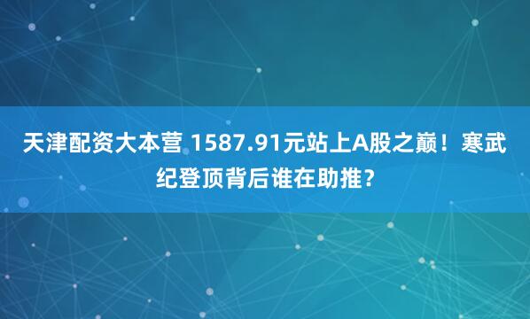 天津配资大本营 1587.91元站上A股之巅！寒武纪登顶背后谁在助推？